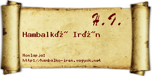 Hambalkó Irén névjegykártya
