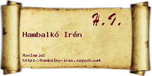 Hambalkó Irén névjegykártya